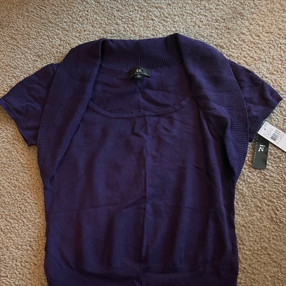 Women’s Deep Purple Scoop Neck Sweater - Picture 2 of 6